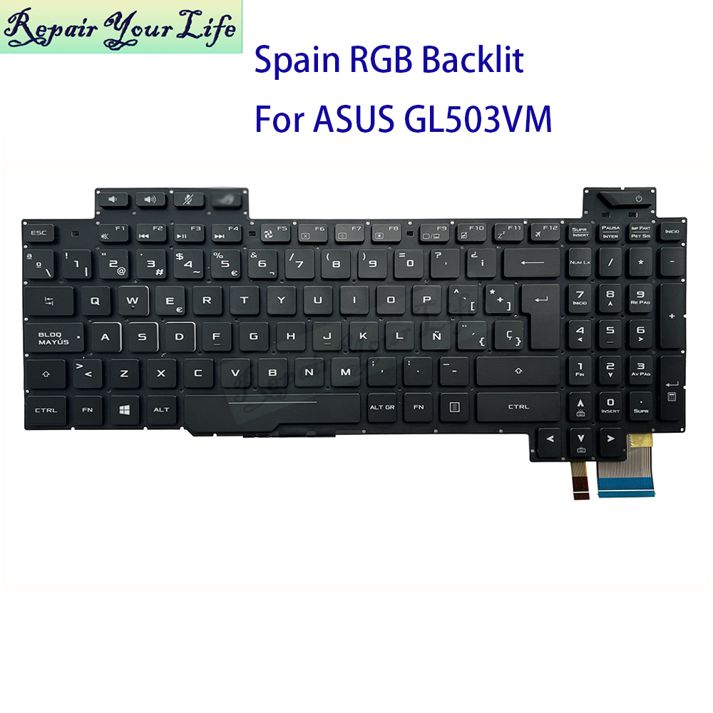Pc Gaming Asus Rog - Spanish Keyboard RGB Backlit For Asus